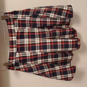 H & M Divided pleated plaid flared mini skirt in red white and blue. Size 4.